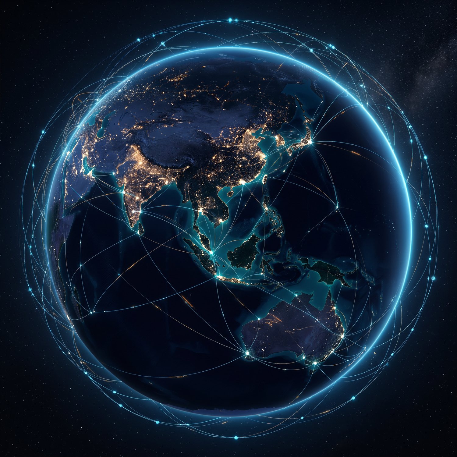 Global cloud network fabric spanning Asia-Pacific, representing Iron Dragon's multi-cloud and network integration capability